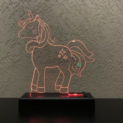 Luminária LED Unicórnio Com Estrelas